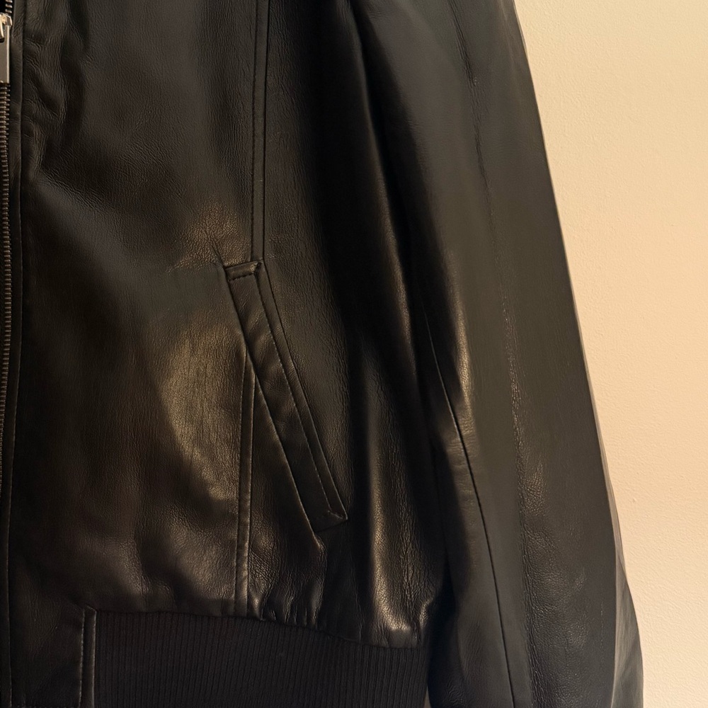 Aritzia Babaton Faux Leather Arc Bomber Jacket in Black - Picture 8 of 9